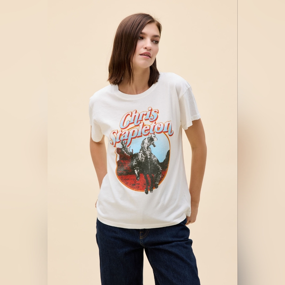 🪷NWT Daydreamer Chris Stapleton Horse And Canyons Tour Tee Vintage White XL🌙